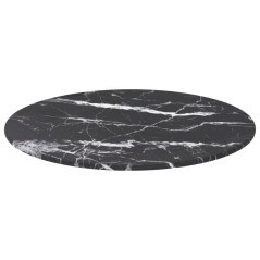 vidaXL Tischplatte Schwarz Ø40x0,8 cm Hartglas in Marmoroptik