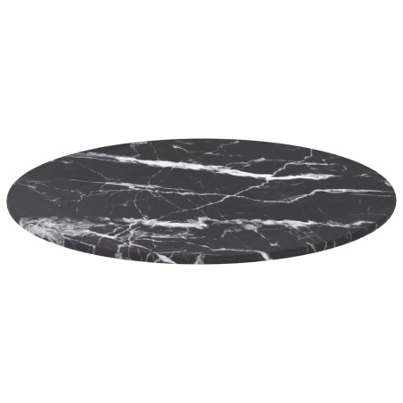 vidaXL Tischplatte Schwarz Ø40x0,8 cm Hartglas in Marmoroptik