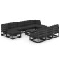 vidaXL 11-tlg. Garten-Lounge-Set mit Kissen Schwarz Kiefer Massivholz vidaXL 11-tlg. Garten-Lounge-Set mit Kissen Schwarz Kiefer Massivholz