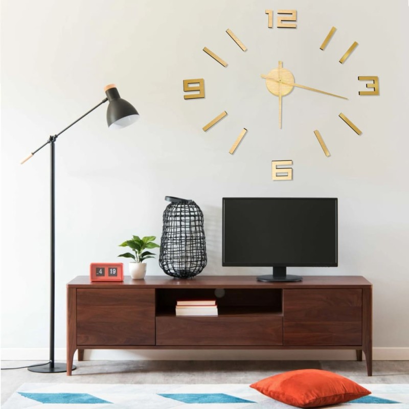 vidaXL 3D-Wanduhr Modernes Design Golden 100 cm XXL vidaXL 3D-Wanduhr Modernes Design Golden 100 cm XXL