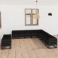 vidaXL 11-tlg. Garten-Lounge-Set mit Kissen Schwarz Kiefer Massivholz vidaXL 11-tlg. Garten-Lounge-Set mit Kissen Schwarz Kiefer Massivholz