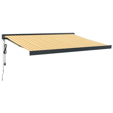 vidaXL Markise Einziehbar Gelb und Weiß 3,5x2,5 m Stoff und Aluminium