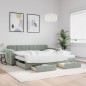 vidaXL Tagesbett Ausziehbar mit Schubladen Hellgrau 100x200 cm Samt vidaXL Tagesbett Ausziehbar mit Schubladen Hellgrau 100x200 cm Samt
