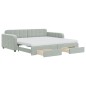 vidaXL Tagesbett Ausziehbar mit Schubladen Hellgrau 100x200 cm Samt vidaXL Tagesbett Ausziehbar mit Schubladen Hellgrau 100x200 cm Samt