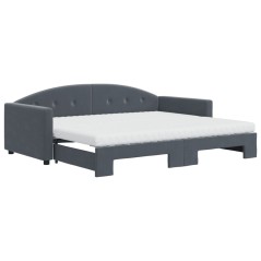vidaXL Tagesbett Ausziehbar mit Matratzen Dunkelgrau 90x200 cm Samt