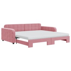 vidaXL Tagesbett Ausziehbar mit Matratzen Rosa 100x200 cm Samt