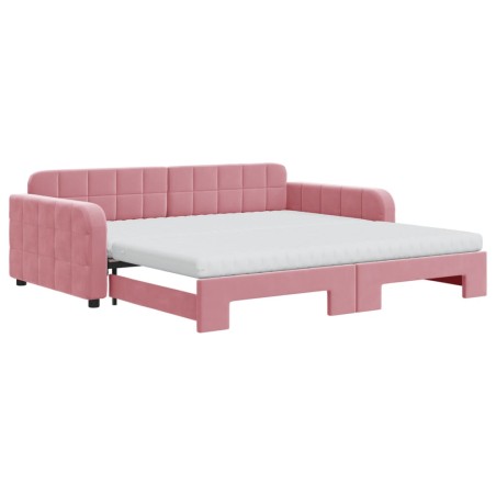 vidaXL Tagesbett Ausziehbar mit Matratzen Rosa 100x200 cm Samt