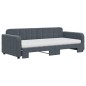 vidaXL Tagesbett Ausziehbar mit Matratzen Dunkelgrau 90x200 cm Samt vidaXL Tagesbett Ausziehbar mit Matratzen Dunkelgrau 90x200 cm Samt