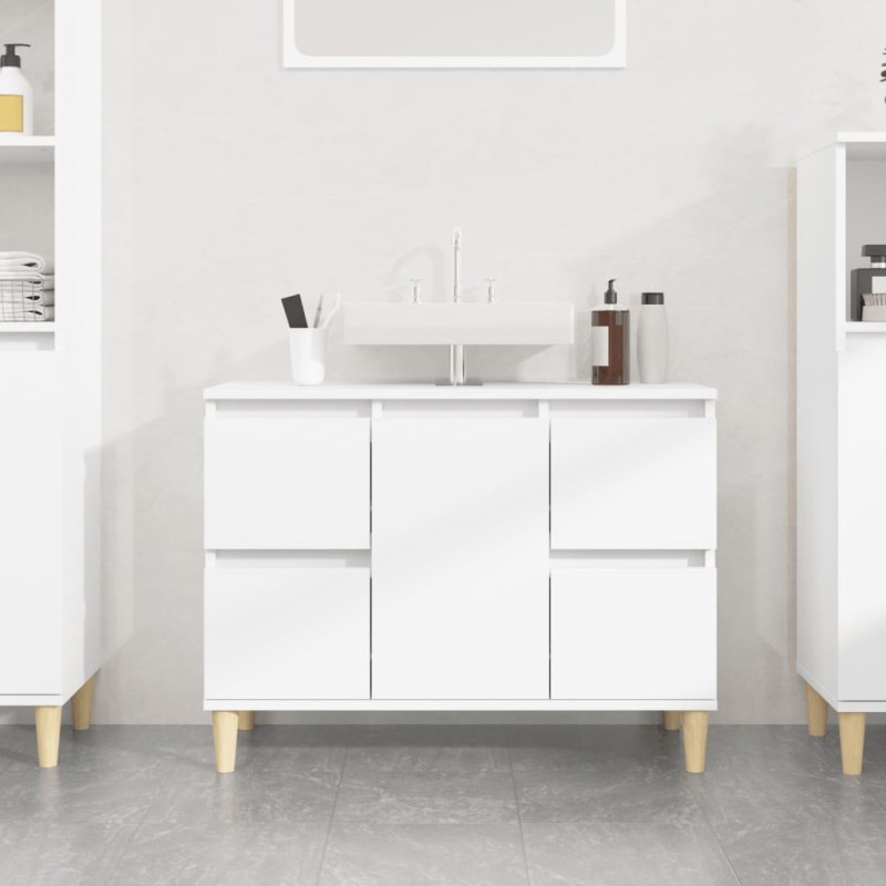 vidaXL Waschbeckenunterschrank Hochglanz-Weiß 80x33x60cm Holzwerkstoff vidaXL Waschbeckenunterschrank Hochglanz-Weiß 80x33x60cm Holzwerkstoff