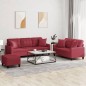 vidaXL 3-tlg. Sofagarnitur mit Kissen Weinrot Kunstleder vidaXL 3-tlg. Sofagarnitur mit Kissen Weinrot Kunstleder