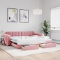 vidaXL Tagesbett Ausziehbar mit Schubladen Rosa 90x200 cm Samt vidaXL Tagesbett Ausziehbar mit Schubladen Rosa 90x200 cm Samt