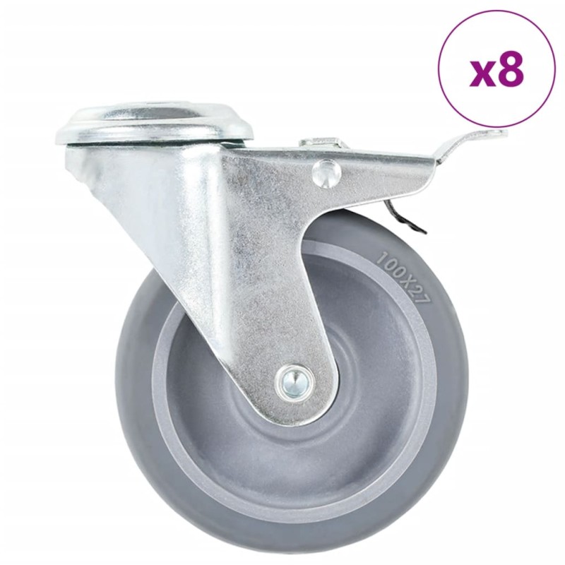 vidaXL 8 Stk. Lenkrollen mit Rückenloch 100 mm vidaXL 8 Stk. Lenkrollen mit Rückenloch 100 mm
