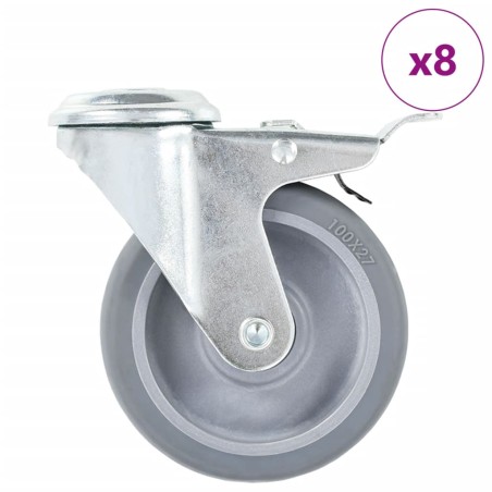 vidaXL 8 Stk. Lenkrollen mit Rückenloch 100 mm 