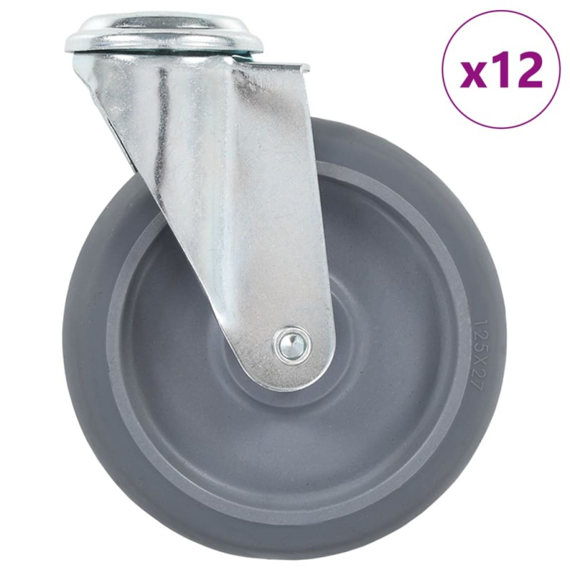 vidaXL 12 Stk. Lenkrollen mit Bolzenloch 125 mm vidaXL 12 Stk. Lenkrollen mit Bolzenloch 125 mm