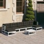 vidaXL 8-tlg. Garten-Lounge-Set mit Kissen Weiß Massivholz Kiefer vidaXL 8-tlg. Garten-Lounge-Set mit Kissen Weiß Massivholz Kiefer