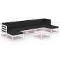 vidaXL 8-tlg. Garten-Lounge-Set mit Kissen Weiß Massivholz Kiefer vidaXL 8-tlg. Garten-Lounge-Set mit Kissen Weiß Massivholz Kiefer
