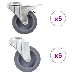 vidaXL 12 Stk. Lenkrollen mit Rückenloch 75 mm