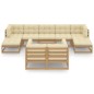 10-tlg. Garten-Lounge-Set Kissen Honigbraun Kiefer Massivholz 10-tlg. Garten-Lounge-Set Kissen Honigbraun Kiefer Massivholz
