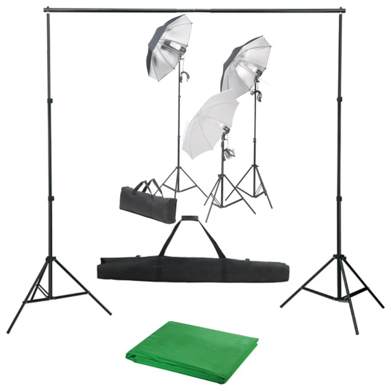 vidaXL Fotostudio-Set mit Lampen und Hintergrundsystem vidaXL Fotostudio-Set mit Lampen und Hintergrundsystem