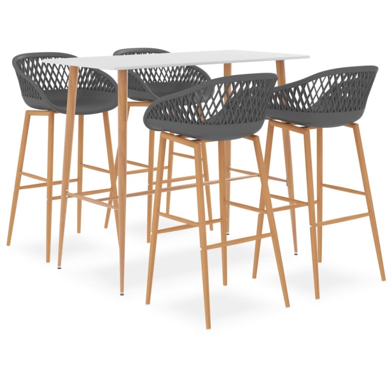 vidaXL 5-tlg. Bar-Set Weiß und Grau vidaXL 5-tlg. Bar-Set Weiß und Grau