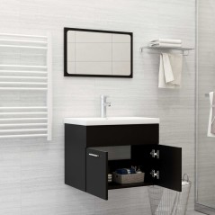 vidaXL Badmöbel-Set Schwarz Holzwerkstoff