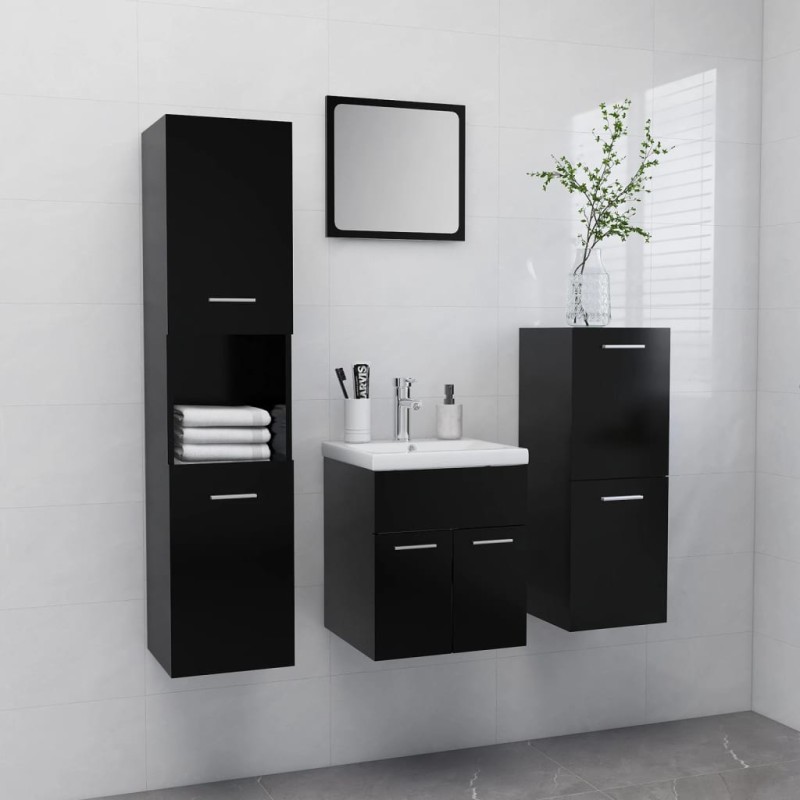 vidaXL Badmöbel-Set Schwarz Holzwerkstoff vidaXL Badmöbel-Set Schwarz Holzwerkstoff