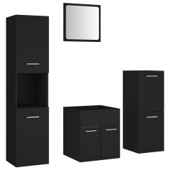 vidaXL Badmöbel-Set Schwarz Holzwerkstoff