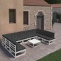 10-tlg. Garten-Lounge-Set mit Kissen Weiß Kiefer Massivholz 10-tlg. Garten-Lounge-Set mit Kissen Weiß Kiefer Massivholz