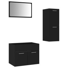 vidaXL Badmöbel-Set Schwarz Holzwerkstoff