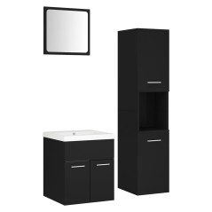 vidaXL Badmöbel-Set Schwarz Holzwerkstoff