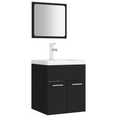 vidaXL Badmöbel-Set Schwarz Holzwerkstoff