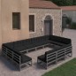 13-tlg. Garten-Lounge-Set mit Kissen Grau Kiefer Massivholz 13-tlg. Garten-Lounge-Set mit Kissen Grau Kiefer Massivholz