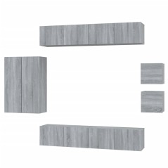 vidaXL 8-tlg. TV-Schrank-Set Grau Sonoma Holzwerkstoff