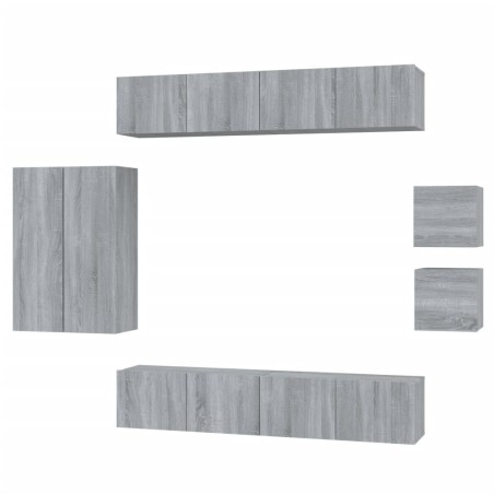 vidaXL 8-tlg. TV-Schrank-Set Grau Sonoma Holzwerkstoff