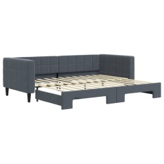 vidaXL Tagesbett Ausziehbar Dunkelgrau 90x200 cm Samt