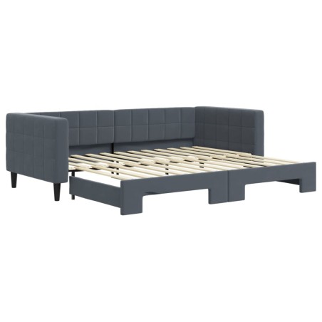 vidaXL Tagesbett Ausziehbar Dunkelgrau 90x200 cm Samt