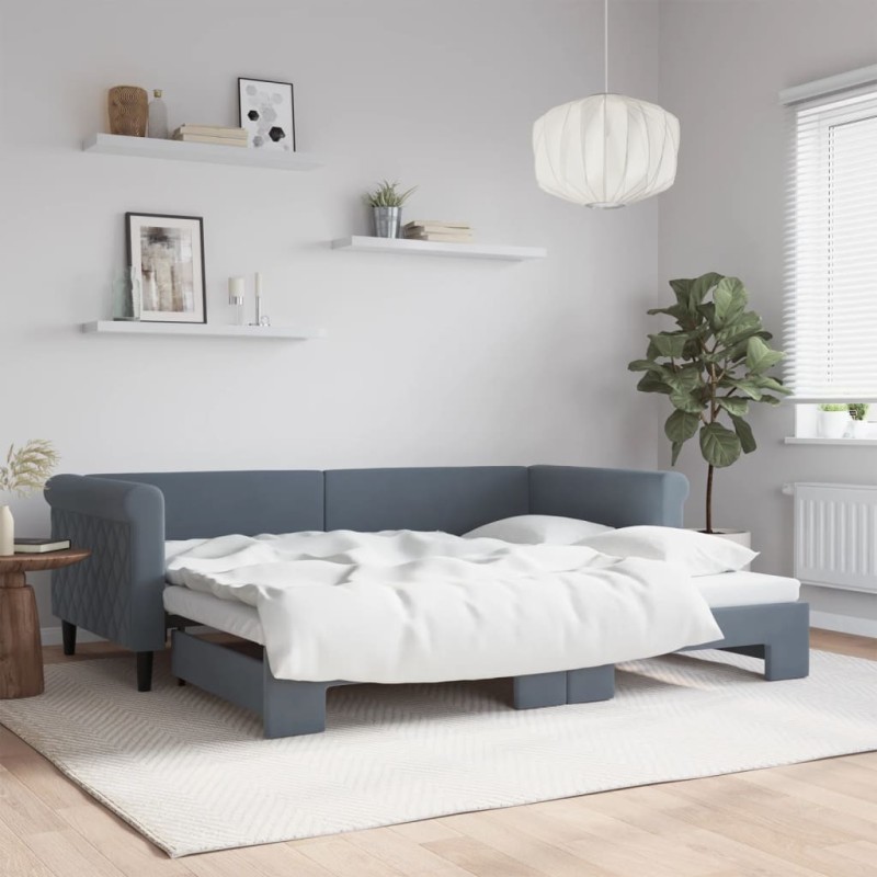 vidaXL Tagesbett Ausziehbar Dunkelgrau 90x200 cm Samt