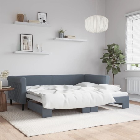 vidaXL Tagesbett Ausziehbar Dunkelgrau 90x200 cm Samt