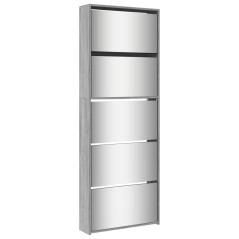 vidaXL Schuhschrank mit Spiegel 5 Fächer Grau Sonoma 63x17x169,5 cm