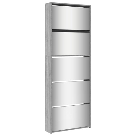 vidaXL Schuhschrank mit Spiegel 5 Fächer Grau Sonoma 63x17x169,5 cm