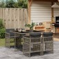 vidaXL 5-tlg. Garten-Essgruppe mit Kissen Grau Poly Rattan vidaXL 5-tlg. Garten-Essgruppe mit Kissen Grau Poly Rattan