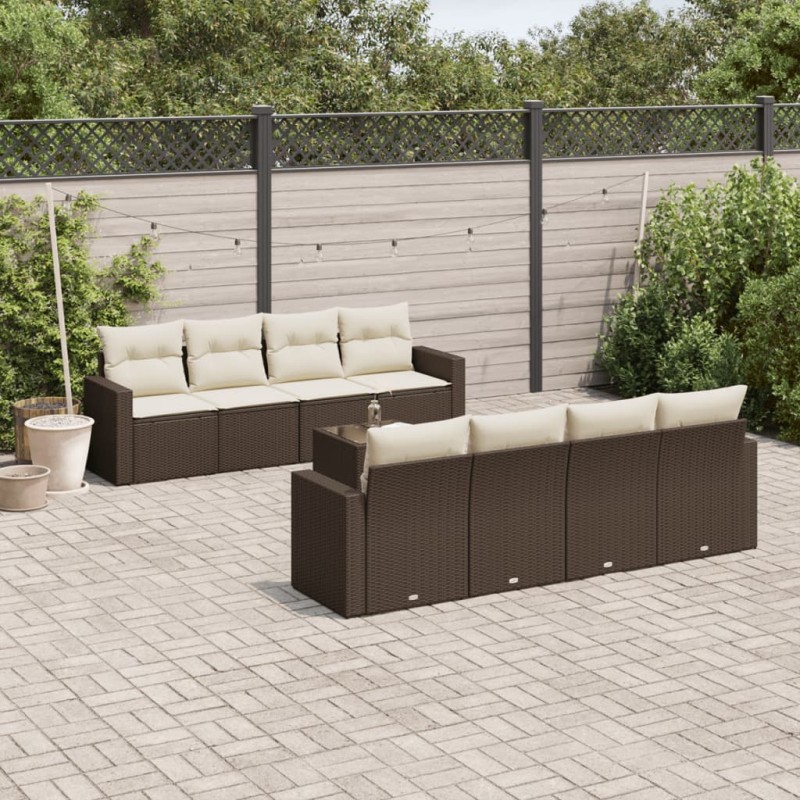 vidaXL 9-tlg. Garten-Sofagarnitur mit Kissen Braun Poly Rattan vidaXL 9-tlg. Garten-Sofagarnitur mit Kissen Braun Poly Rattan