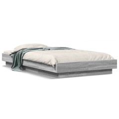 vidaXL Bettgestell Grau Sonoma 100x200 cm Holzwerkstoff