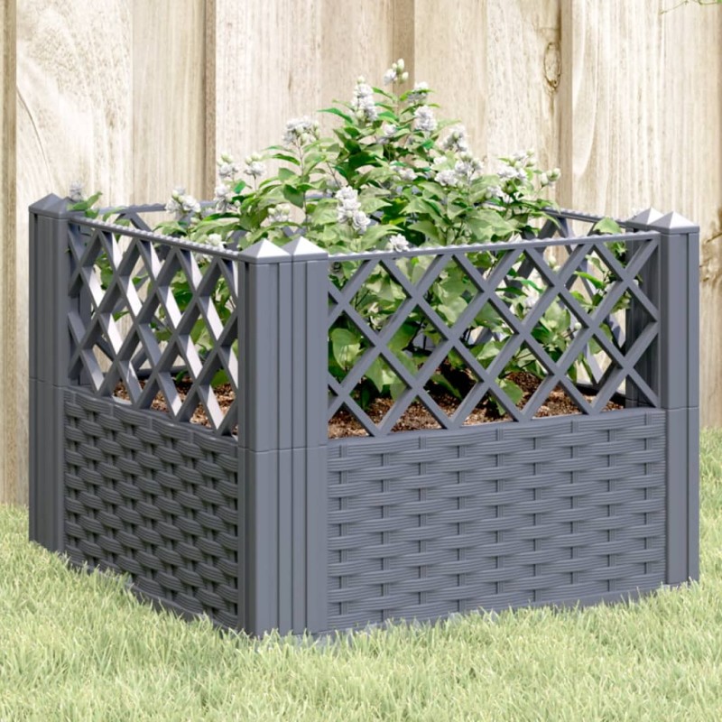 vidaXL Pflanzkasten mit Erdspießen Grau 43,5x43,5x43,5 cm PP vidaXL Pflanzkasten mit Erdspießen Grau 43,5x43,5x43,5 cm PP