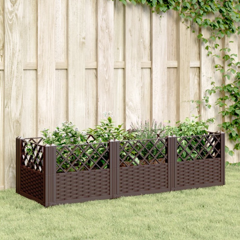 vidaXL Pflanzkasten mit Erdspießen Braun 123,5x43,5x43,5 cm PP vidaXL Pflanzkasten mit Erdspießen Braun 123,5x43,5x43,5 cm PP
