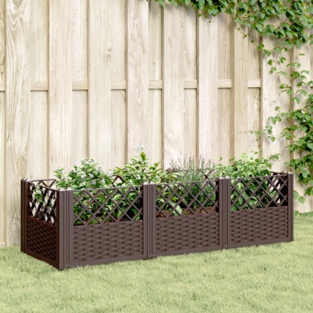 vidaXL Pflanzkasten mit Erdspießen Braun 123,5x43,5x43,5 cm PP