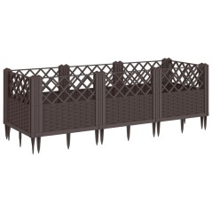 vidaXL Pflanzkasten mit Erdspießen Braun 123,5x43,5x43,5 cm PP