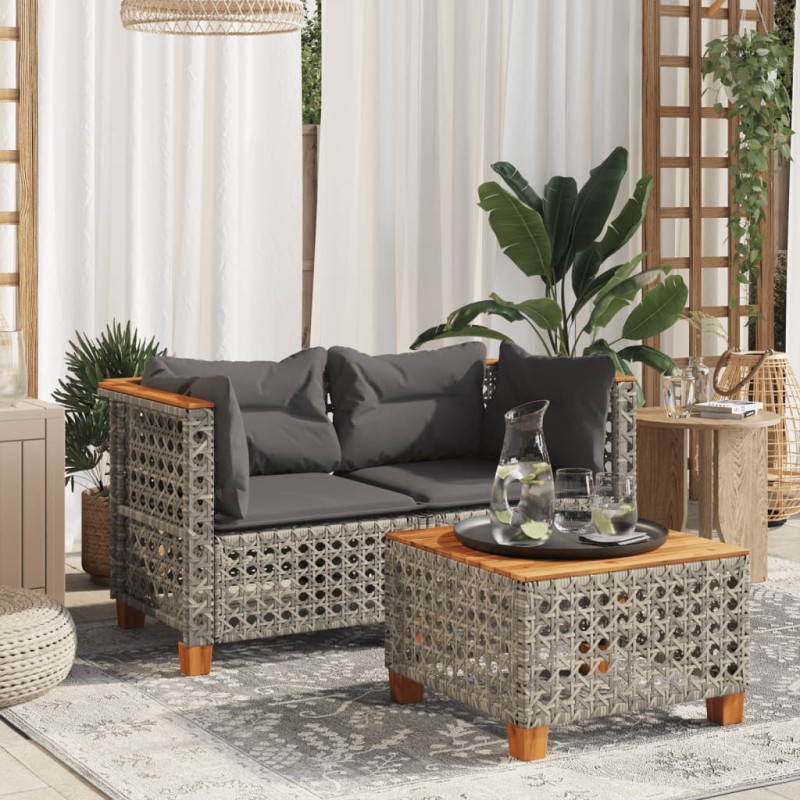 vidaXL Garten-Ecksofas mit Kissen 2 Stk. Grau Poly Rattan vidaXL Garten-Ecksofas mit Kissen 2 Stk. Grau Poly Rattan