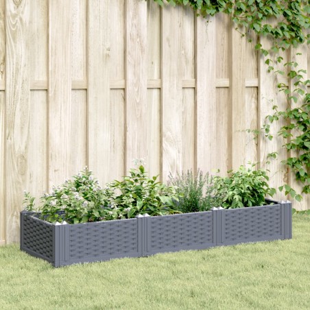 vidaXL Pflanzkasten mit Erdspießen Grau 125x40x28,5 cm PP