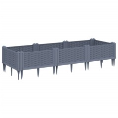 vidaXL Pflanzkasten mit Erdspießen Grau 125x40x28,5 cm PP